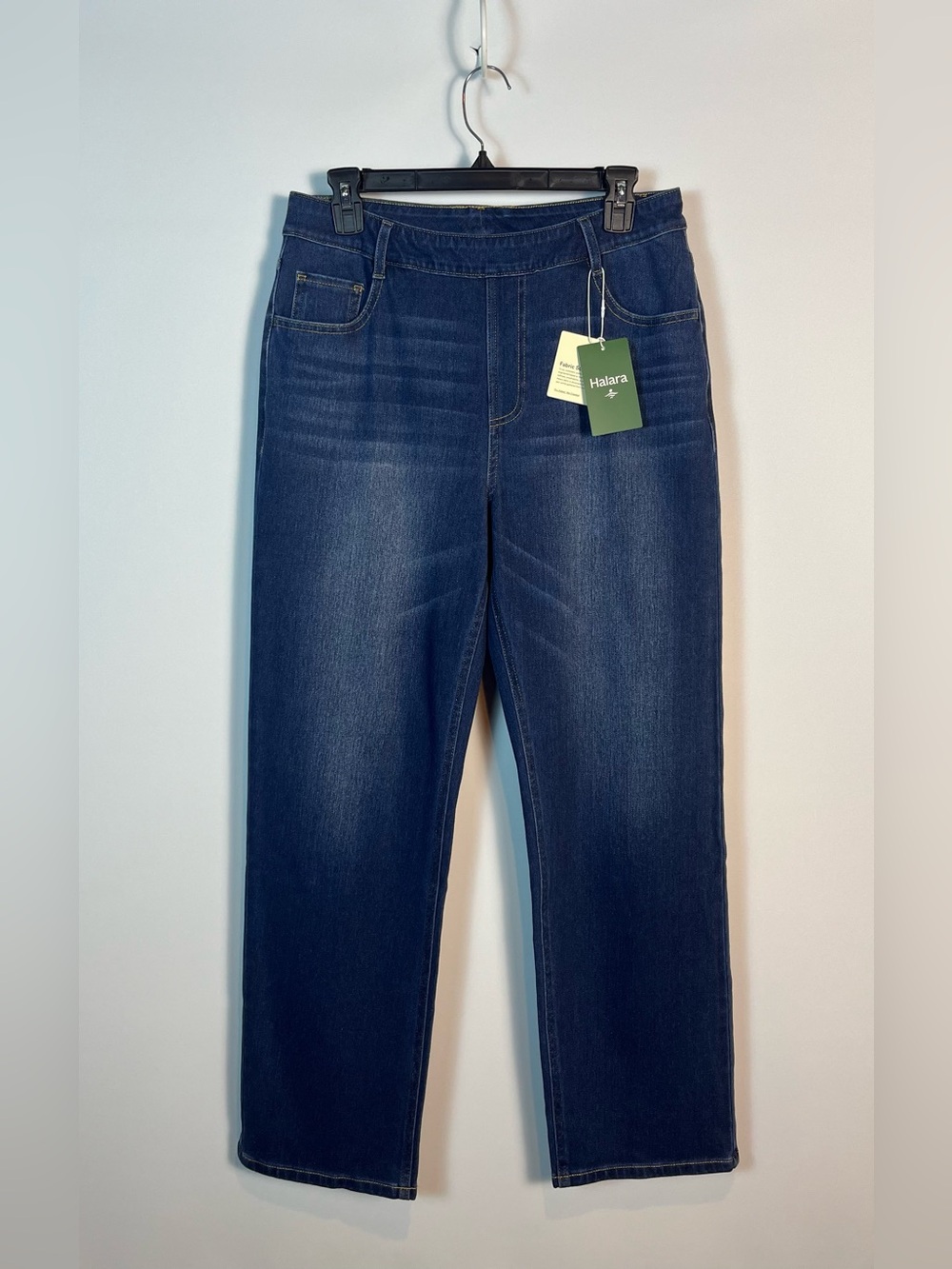 HALARA Flex Denim Straight-Leg Stretch Jeans Size Large Petite Inseam 28” NWT